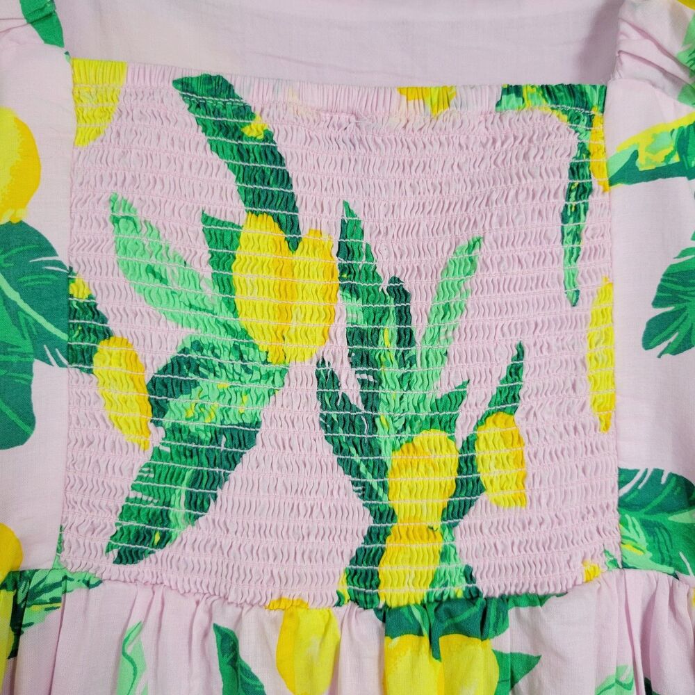 NWT J CREW BK520 Pink Lemon Tiered Squareneck Midi Dress Smocked Cotton SIZE 0 - Picture 9 of 15